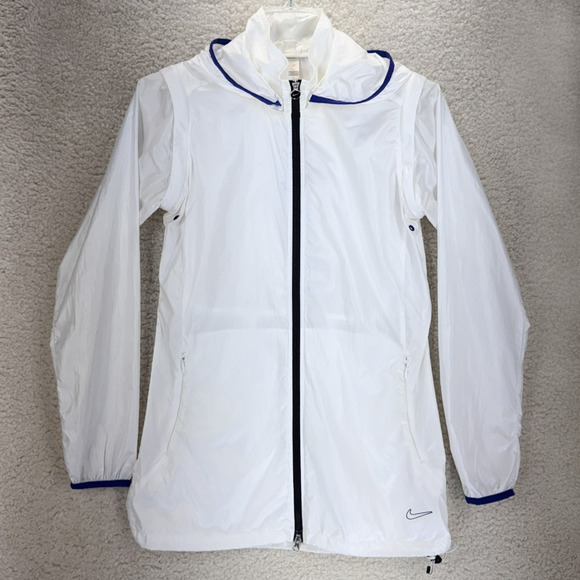 Nike Golf Convertible Hooded Jacket Vest White S Zip Up Long Sleeve Lightweight - Picture 1 of 11